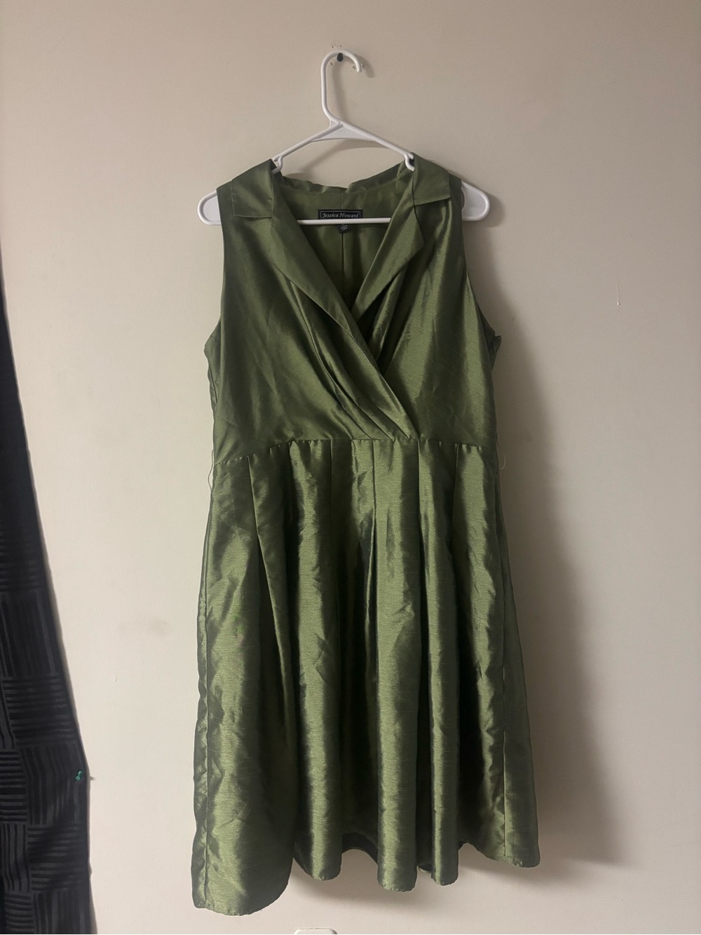 Jessica Howard Size 16 Olive Green Fit & Flare Party Dress Missing Belt
